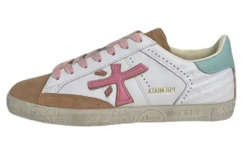 PREMIATA Suede Low top Skateboard Shoes Women's Pink Brown