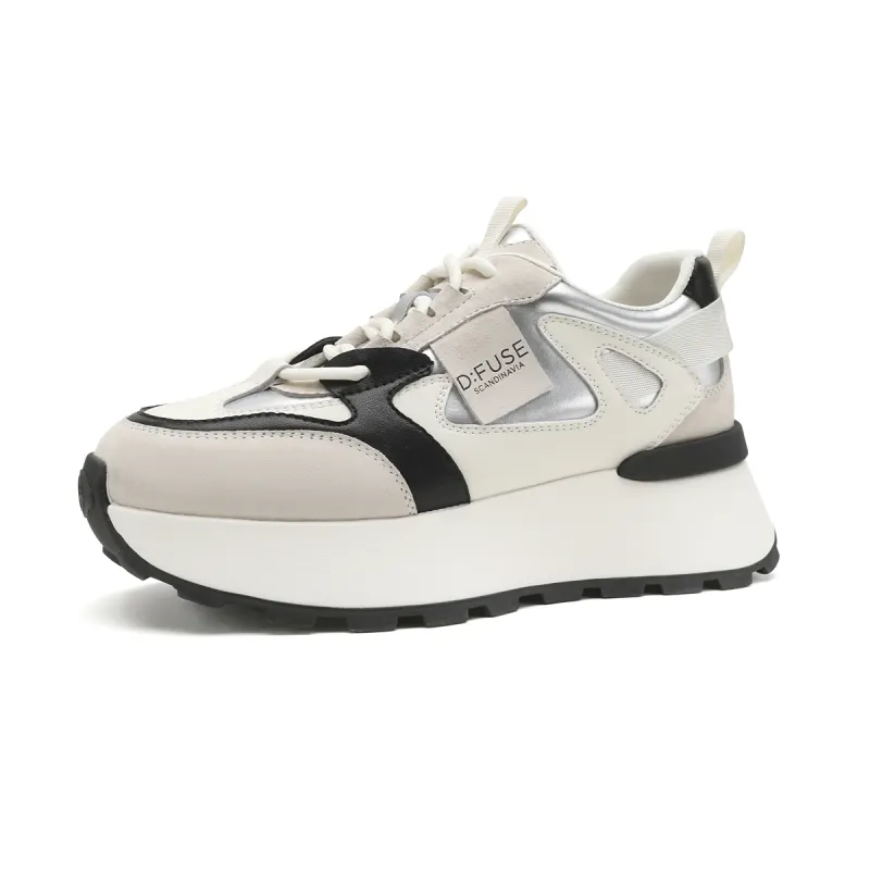 D FUSE SCANDINAVIA Cow Split Leather Cushioning Slip Resistant Abrasion Resistant Low top Chunky Sneakers Women's