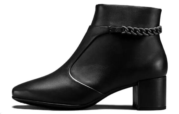 Ecco Top Grain Cow Leather Ankle Boots 5CM Women's Black