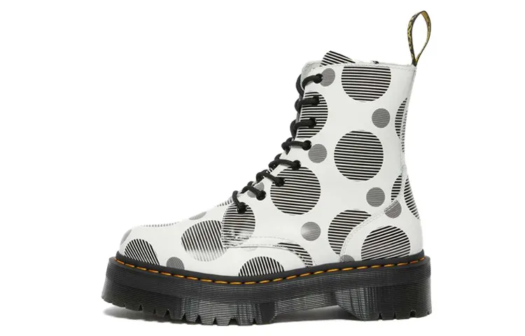 Dr. Martens Jadon Polka Dot Smooth Leather Platform Boots 'White Black' Women's