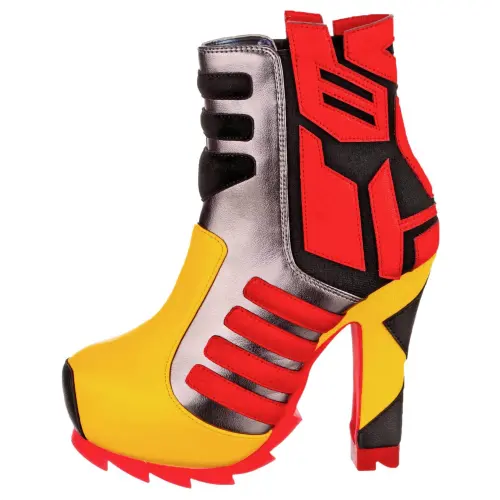 IRREGULAR CHOICE Pu Comfortable Round Toe Ankle Boots 13.5cm Women's Yellow Red
