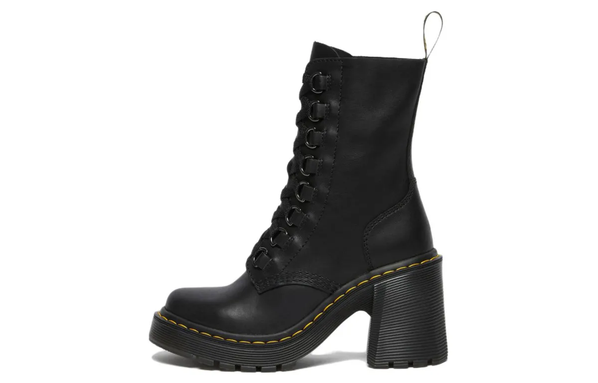Dr. Martens Dr.Martens Chesney Leather Flared Heel Lace Up Boots 'Black' Women's