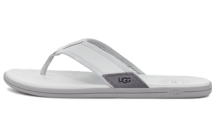 UGG Leather Comfortable Flip Flops Men's Light Gray