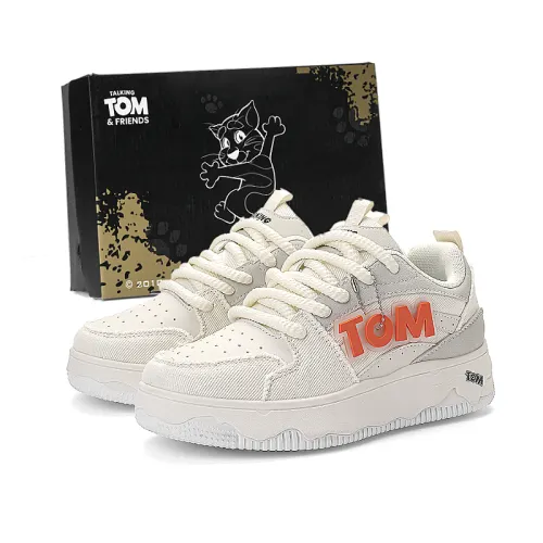TALKING TOM Talking Tom Cat, niche canvas bread shoes, classic white shoes, fashion splicing, versatile retro shoes, thick soles, increased non-slip wear resistance, balanced wrapping, low-cut sneakers, same style for men and women, pearl rice