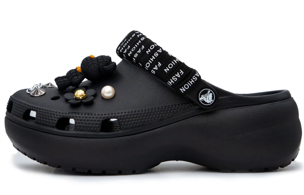Crocs Classic Platform Clog Coiled Wire Doll, Cloud Clogs Women's Black