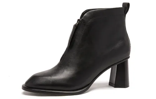 PACO GIL Cow Leather Ankle Boots 6.8cm Women's Black