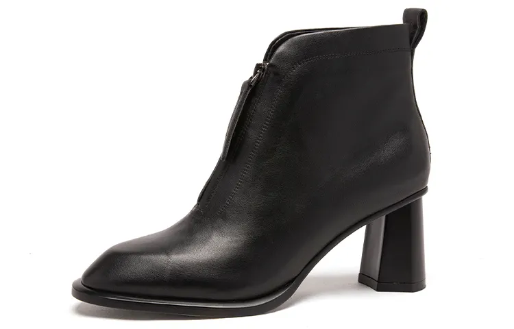 PACO GIL Cow Leather Ankle Boots 6.8cm Women's Black