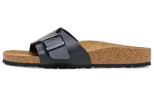 Birkenstock Leather Slide Slippers Women's Black Narrow