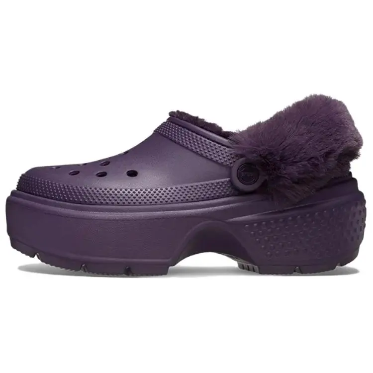 Crocs Stomp EVA Clogs Women's Deep Iris Purple Plush Section Non Detachable