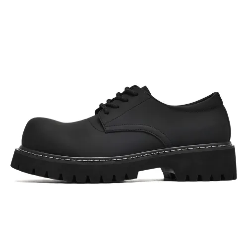 Qianbaidu C°BANNER Trendy Thick Sole Lightweight Matte Derby Big Toe Shoes Men's Casual Men's Matte Black