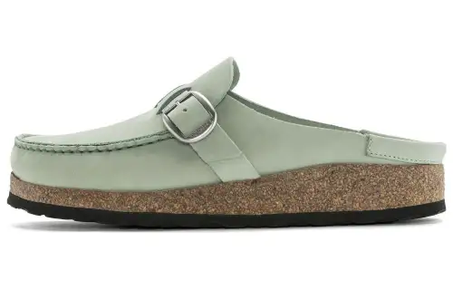 Birkenstock Nubuck Closed Toe Slippers Unisex Green Narrow