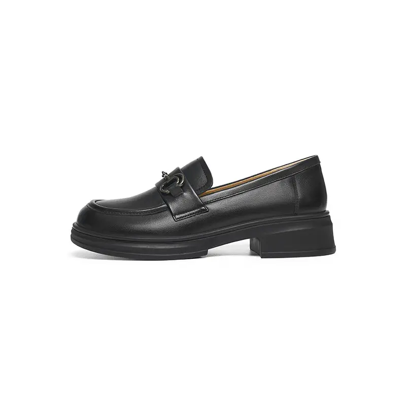 Red Dragonfly cow leather, thick sole, comfortable slip-on, British style small leather shoes, loafers, 3.6CM, women
