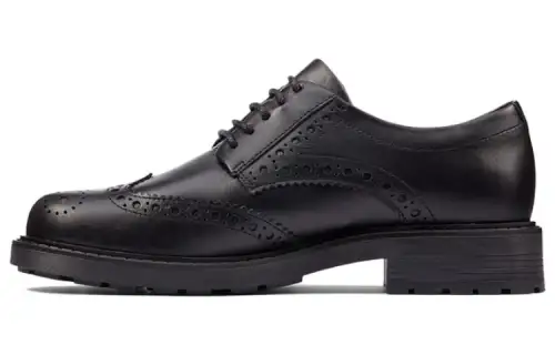 Clarks Top Grain Cow Leather Casual Shoes Women's Black