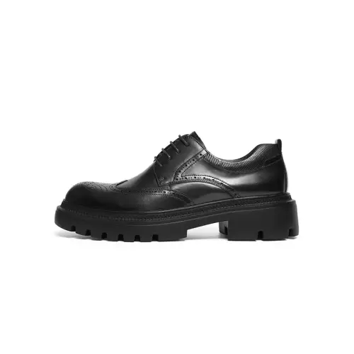 Red Dragonfly brogue wedding shoes cow leather thick sole heightening formal leather shoes men's style