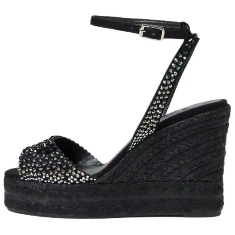 Castañer Sheepskin One Strap Sandals Women's Black