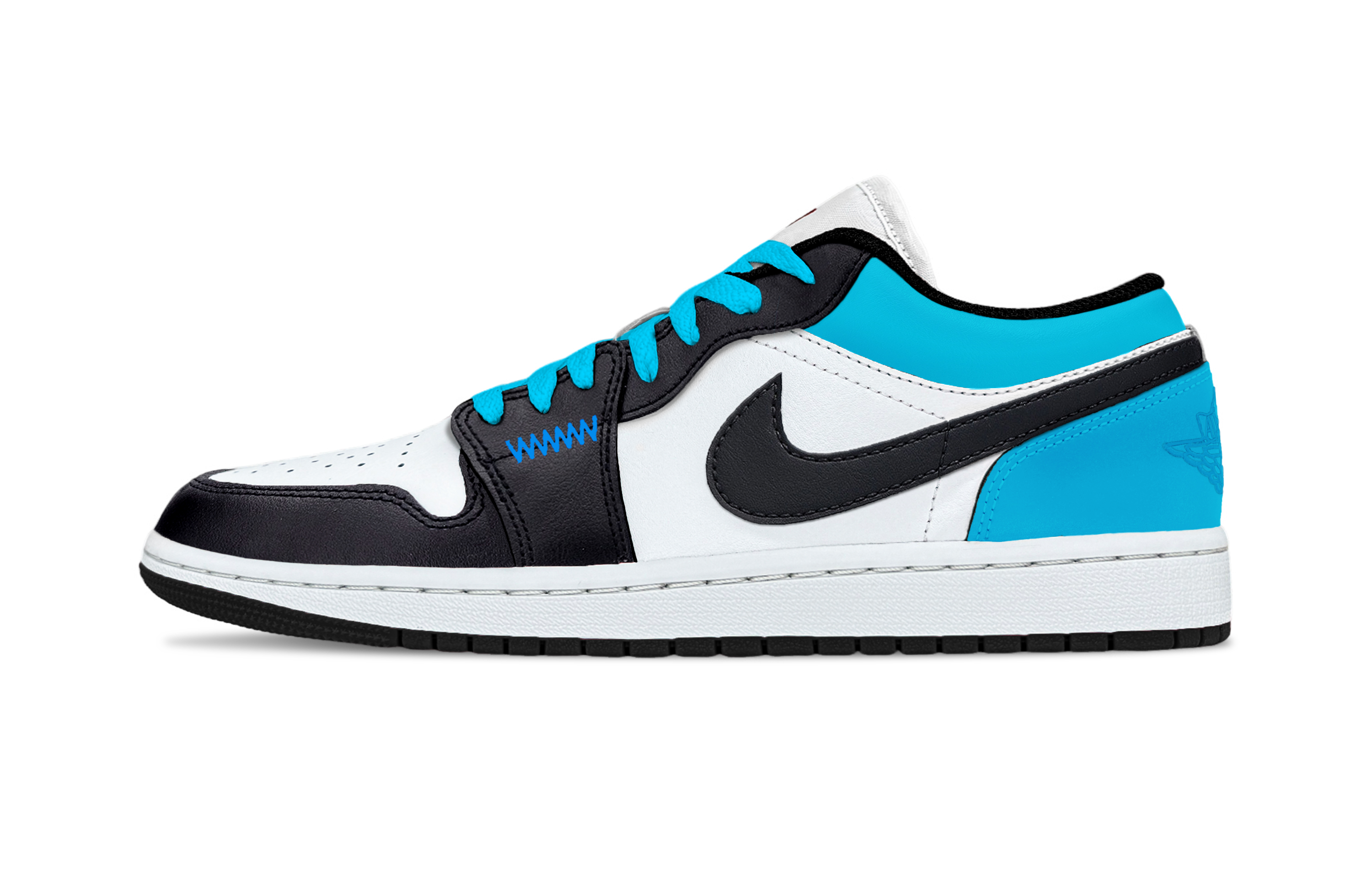 Jordan Air Jordan 1 Laser Blue Leather Support Low top Vintage Basketball Shoes Unisex Blue White