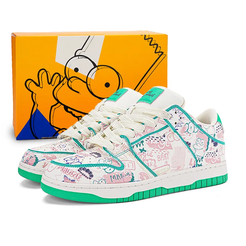 The Simpsons Skateboard Shoes Unisex Low Top Black/Ecru