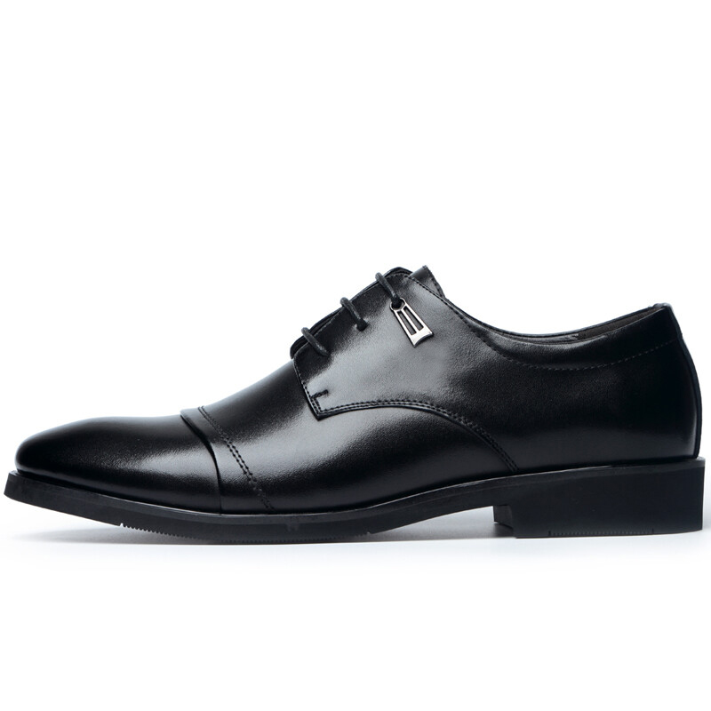 Poitulas Porturex cow split leather fashionable three-joint business casual formal leather shoes men's black