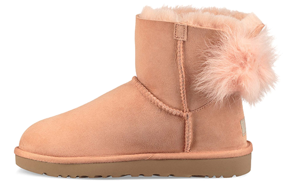 Женские ботинки UGG Fluff Bow Mini (розовые) — фото 1