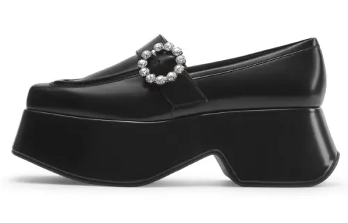 CHARLES&KEITH Top Grain Cow Leather Loafers Women's Black