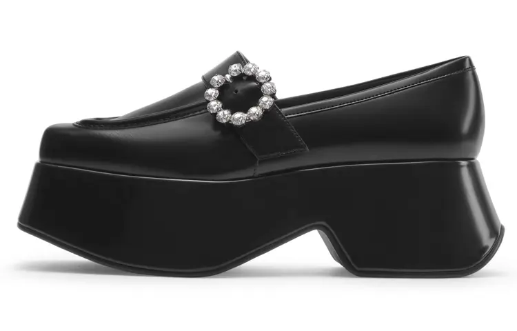 CHARLES&KEITH Top Grain Cow Leather Loafers Women's Black