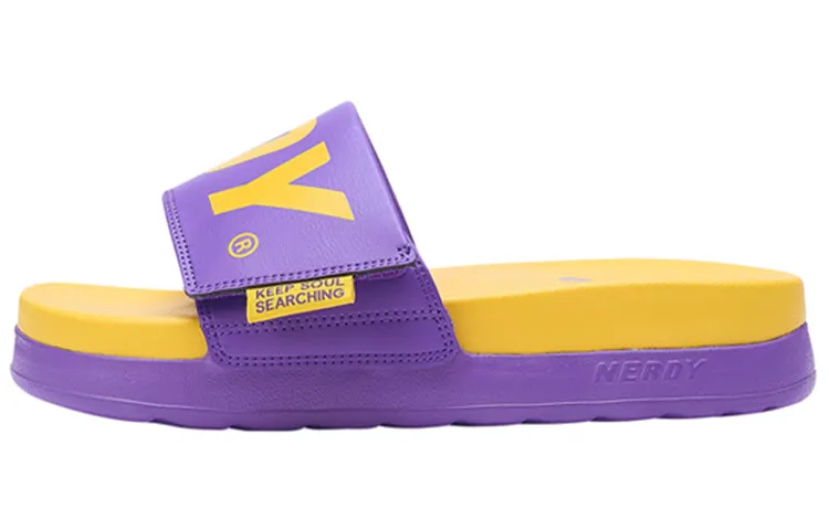 Nerdy Slide Slippers Unisex Purple Yellow