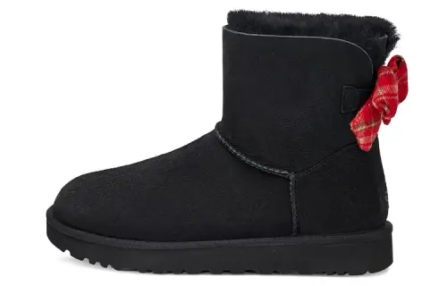 UGG Mini Bailey Bow Plaid Ribbon 'Black Red' Women's