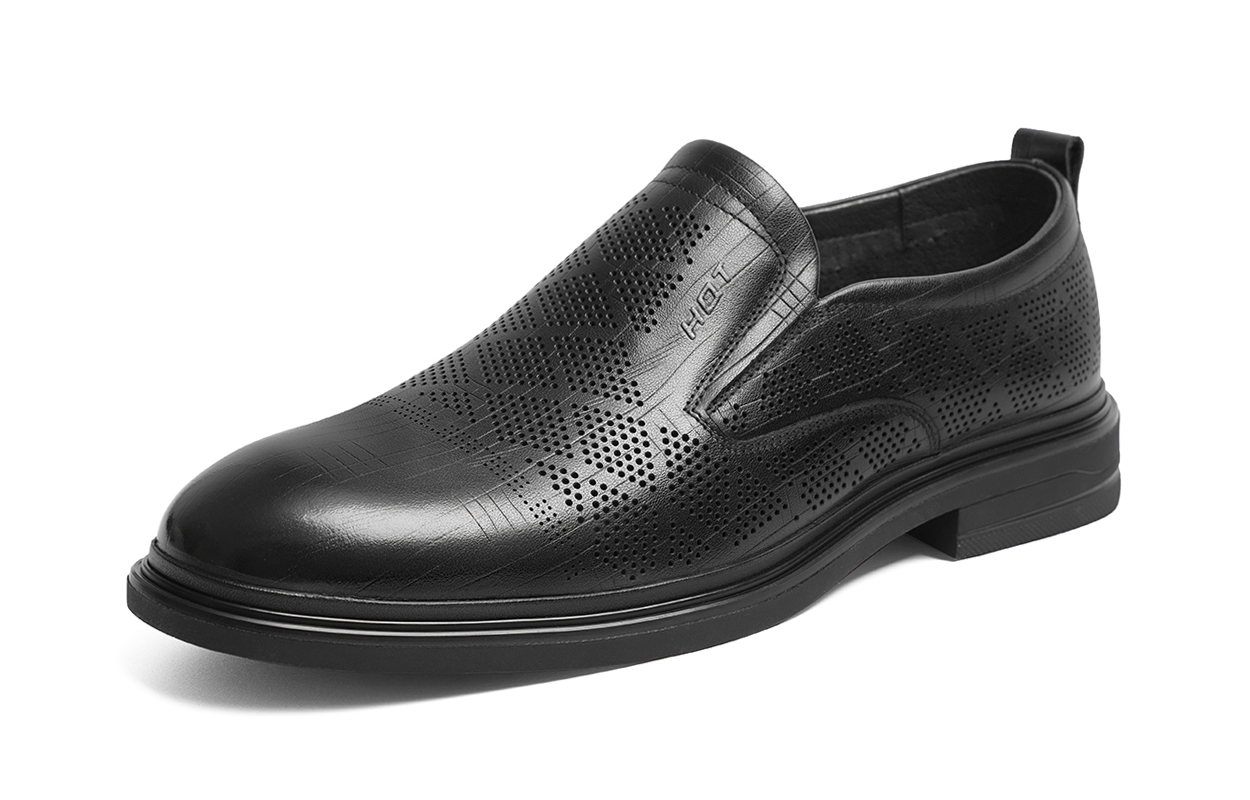 2024 new men's shoes Red Dragonfly casual shoes slip-on cow leather spring and summer versatile breathable genuine leather comfortable non-slip wear-resistant waterproof commuting single shoes business hollow shoes men's formal leather shoes men's black