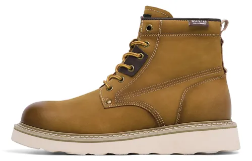 Dickies Cow Leather Crew Combat Boots Men's Yellow Brown