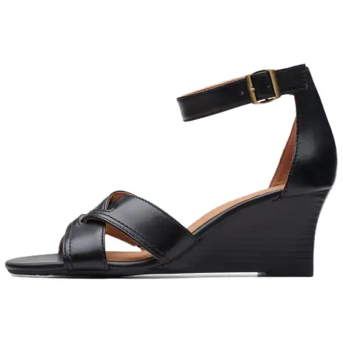 Clarks Leather One Strap Sandals 7.5cm Women's Black
