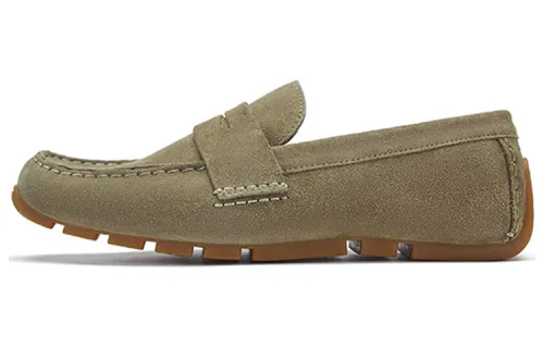 Clarks Cow Split Leather Loafers Men's Olive Green
