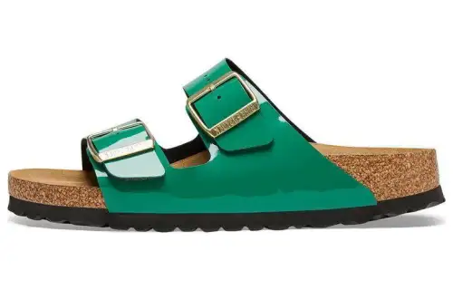 Birkenstock Synthetic Leather Slide Slippers Women's Green Regular