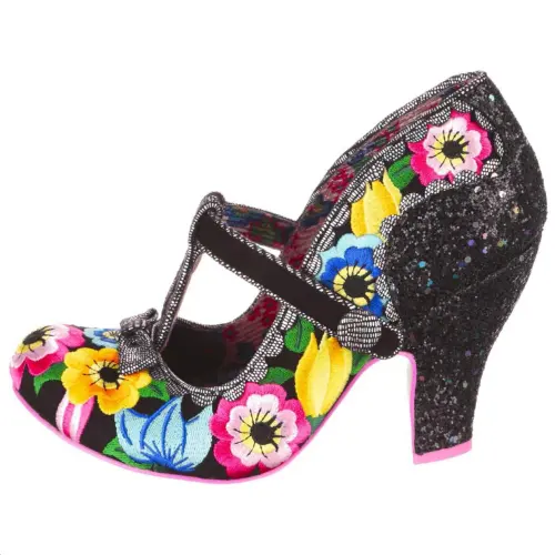 IRREGULAR CHOICE Pu Comfortable Chunky Heel High Heels 9.2cm Women's Black