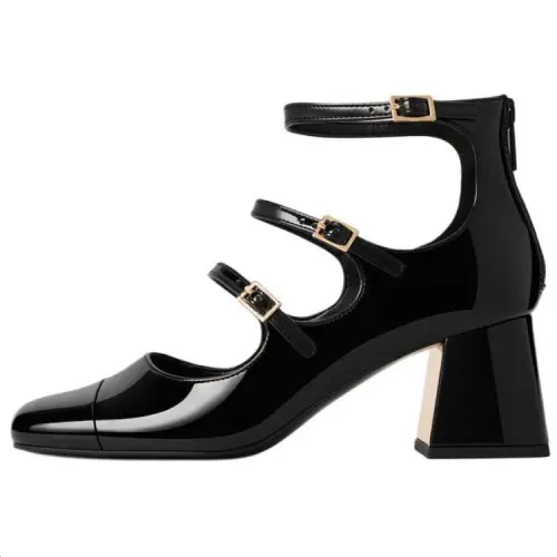 CHARLES&KEITH Small Ck Pu Chunky Heel Mary Jane Shoes 6.2cm Women's