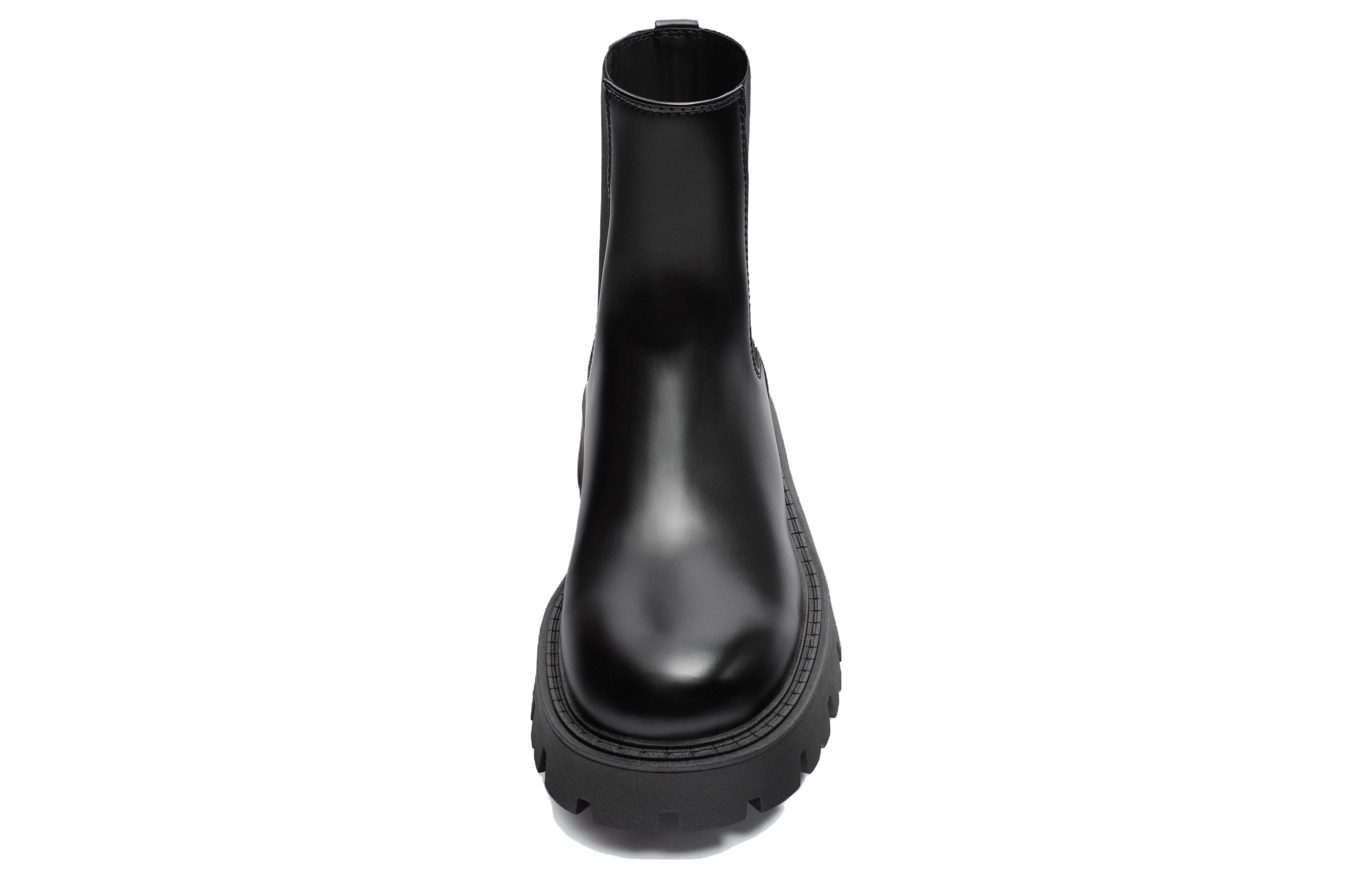 ZARA Leather Short Chelsea Boots Men's Black