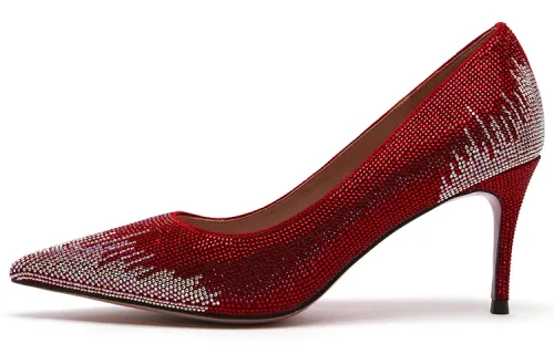 PACO GIL Sheepskin Slim Heel High Heels 7.5cm Women's Red