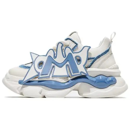 JANE HARLOW Leather Low top Chunky Sneakers Men's White Blue