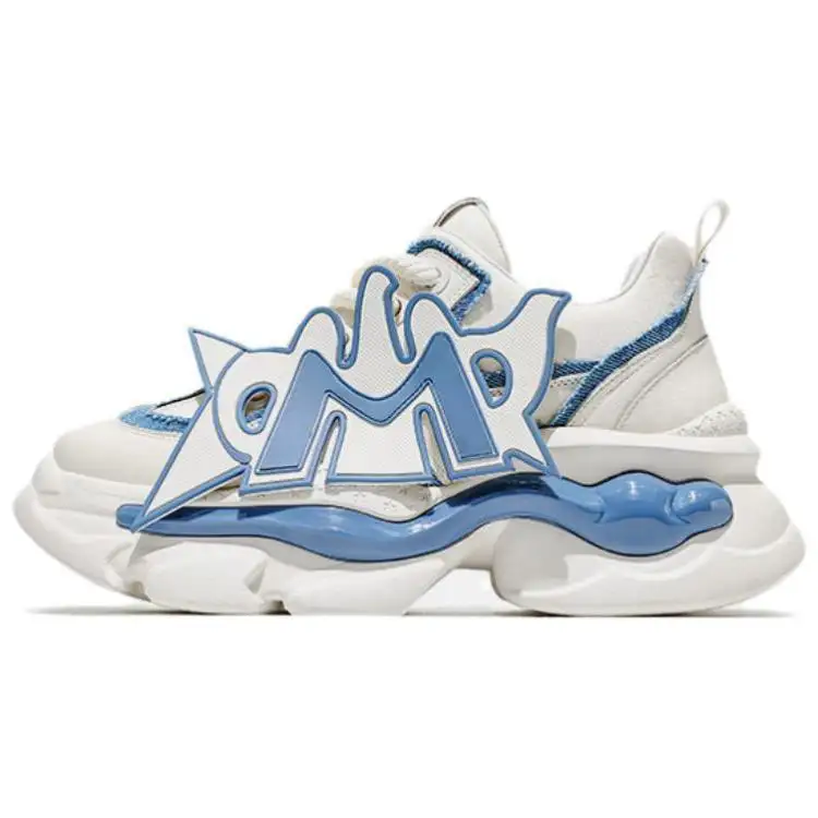 JANE HARLOW Leather Low top Chunky Sneakers Men's White Blue