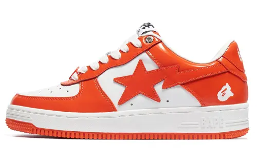 A BATHING APE Bape Sta Patent Leather Orange White