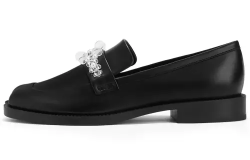CHARLES&KEITH Leather, Textile Block Heel Mary Jane Shoes Women's