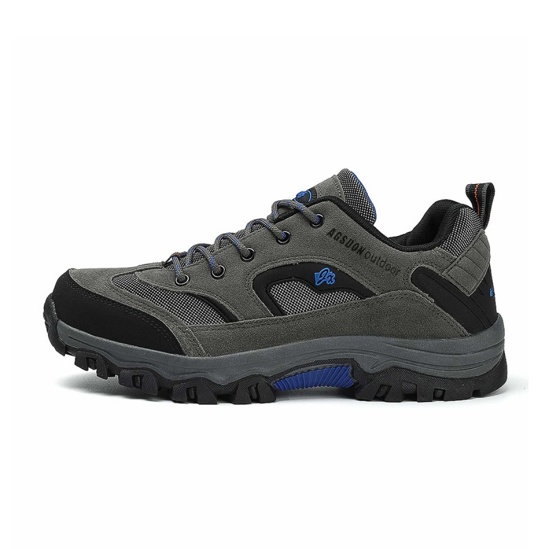 AGSDON Mesh Outdoor Sports Fabric Slip Resistant And Breathable Low top Hiking Shoes Men’s Gray
