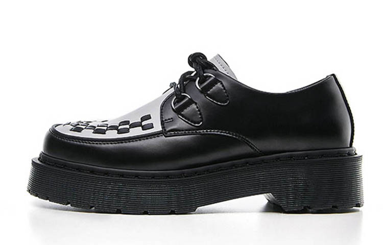 BEFFON Split Cow Leather, Leather Platform Shoes Unisex Black