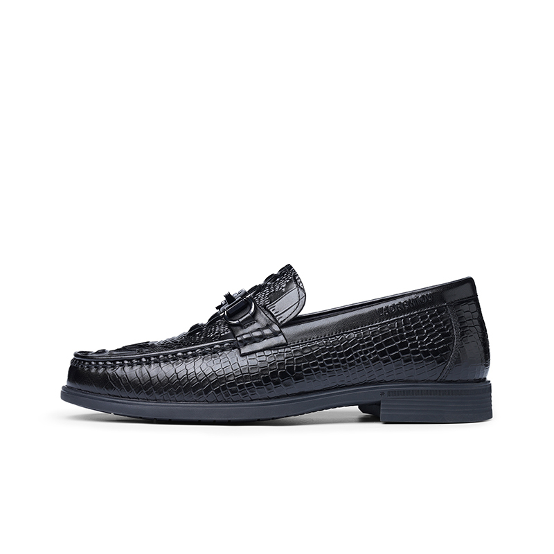 Old man's head LAORENTOU first-layer cowhide crocodile pattern business leather shoes for men husband's shoes casual loafers men's style