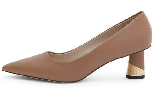 CHARLES&KEITH Block Heel High Heels Women's Camel