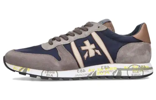 PREMIATA Leather Low top Casual Shoes Men's Gray Blue