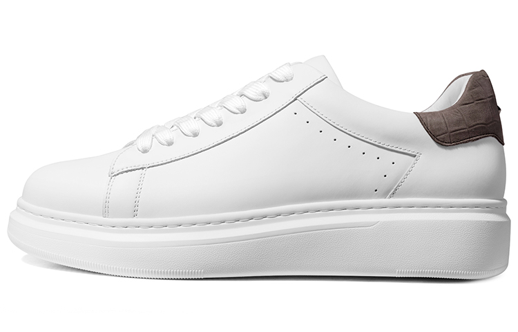 THOM WILLS Casual Versatile White Sneakers Height Increasing Stylish Skateboarding Shoes Men's White