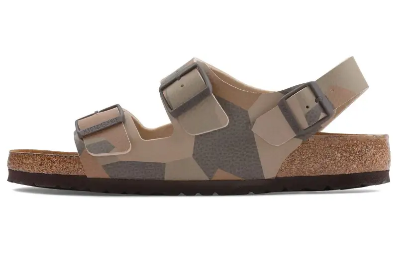 Birkenstock Pu Beach Sandals Unisex Camouflage Brown Regular