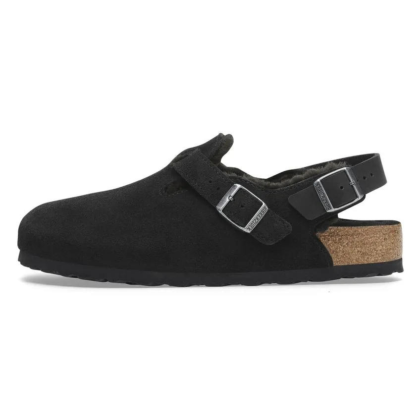 Birkenstock Tokio Shearling Suede Slip Resistant Low top Casual Shoes Unisex Black Narrow