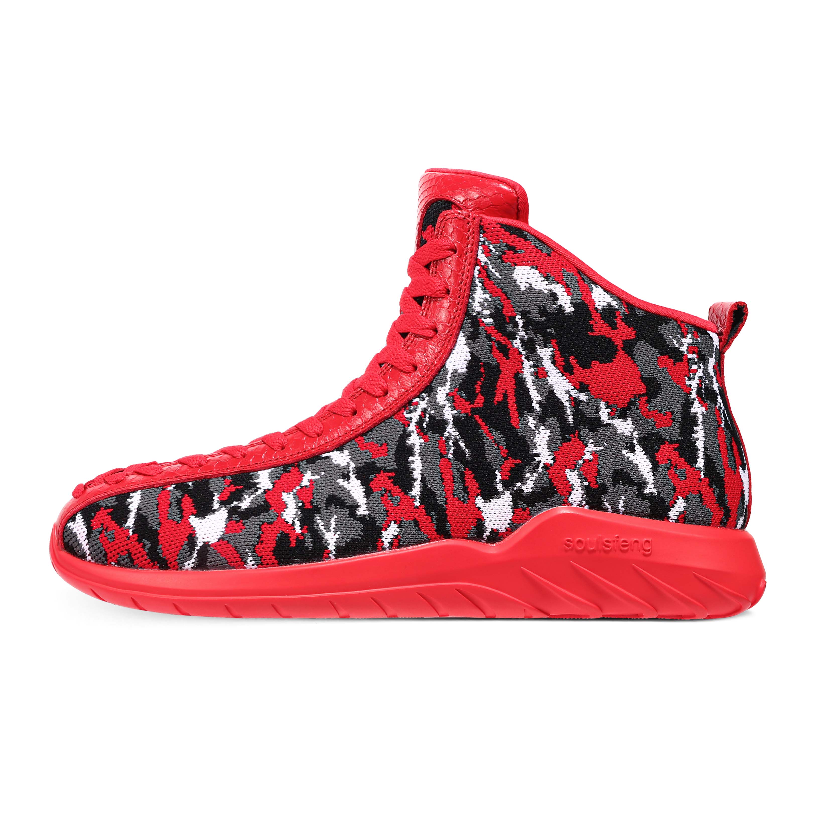 SOULSFENG Mid top Basketball Shoes Unisex Red