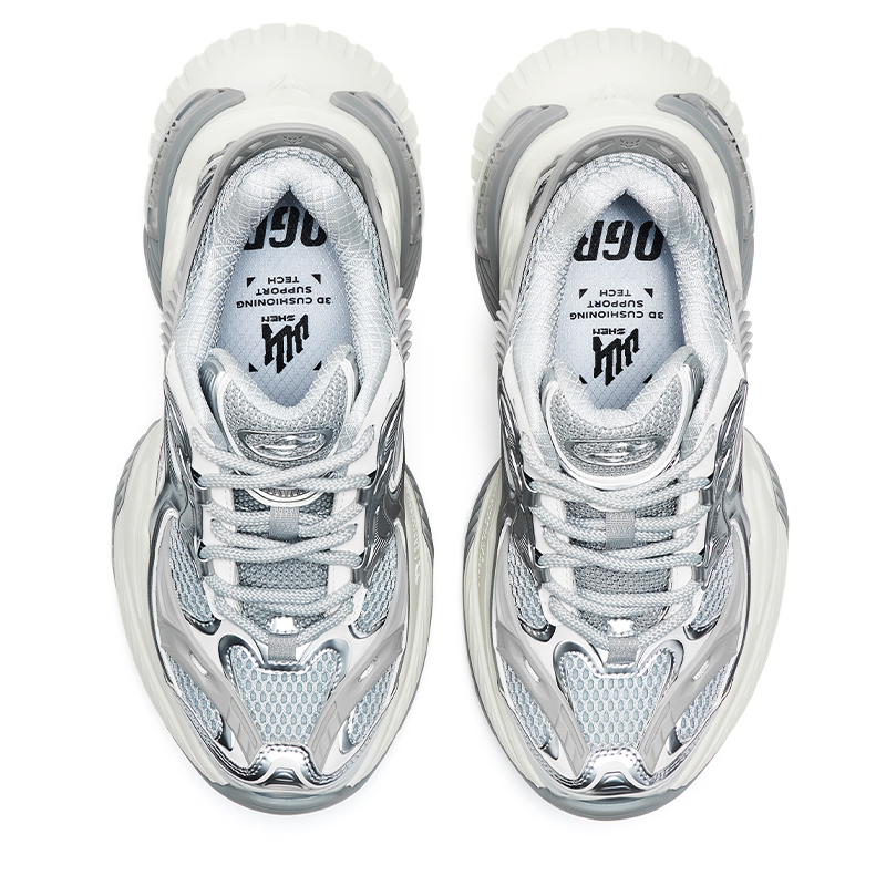 OGR Height Increasing Rebound Low top Running Shoes Unisex Liquid Metallic Silver